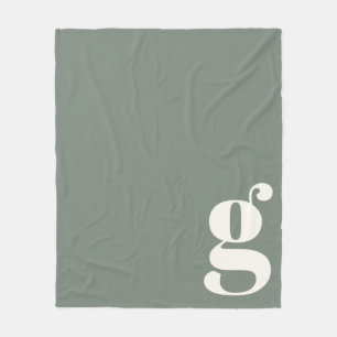 Couverture Polaire Monogramme moderne Gras Sage initial Vert Minimali