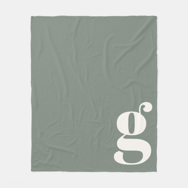 Couverture Polaire Monogramme moderne Gras Sage initial Vert Minimali (Devant)