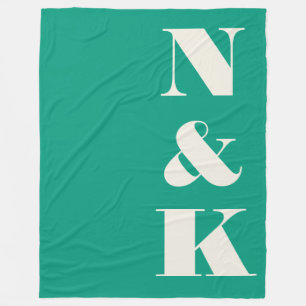 Couverture Polaire Monogramme moderne minimaliste Mariage vert émerau