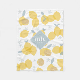 Couverture Polaire Monogramme Motif Pastel Citrus Lemons