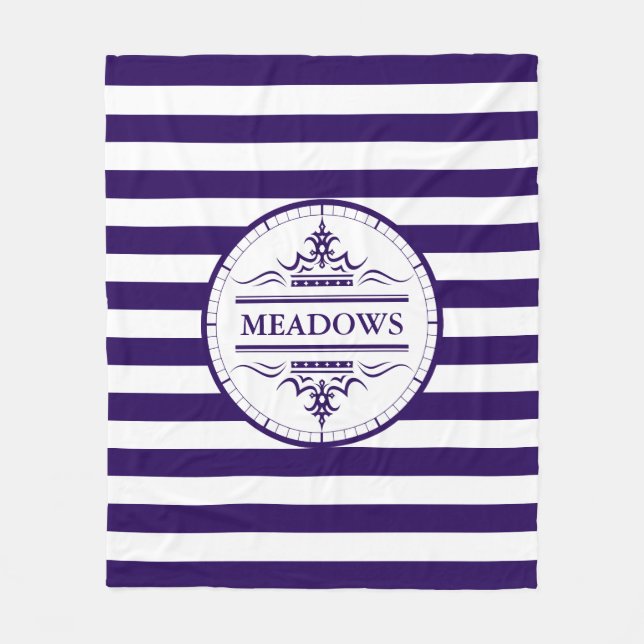 Couverture Polaire Monogramme Nautique Élégant Marine Bleu polaire Bl (Devant)