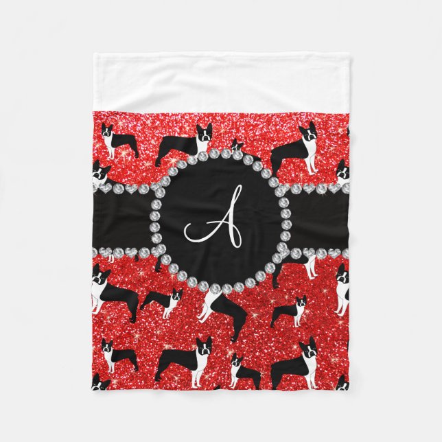 Couverture Polaire Monogramme néon rouge parties scintillant boston t (Devant)