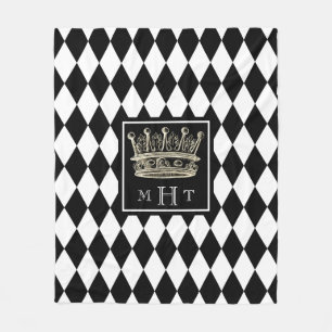 Couverture Polaire Monogramme noir et blanc de diamant de couronne de