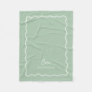 Couverture Polaire Monogramme ondulé vert sauge