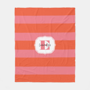 Couverture Polaire Monogramme orange et rose vif trié