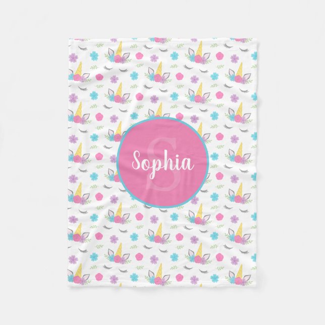 Couverture Polaire Monogramme personnalisé par visage floral de (Devant)