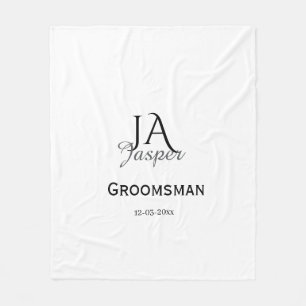 Couverture Polaire Monogramme personnalisé témoin nom date