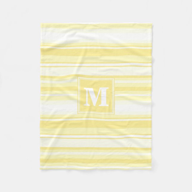 Couverture Polaire Monogramme rayures jaunes citron (Devant)