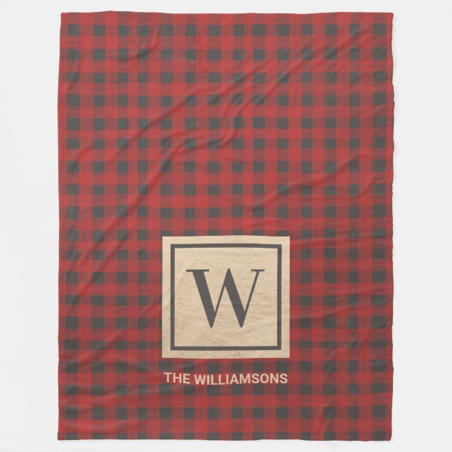 Couverture Polaire Monogramme Red Buffalo Plaid (Devant)