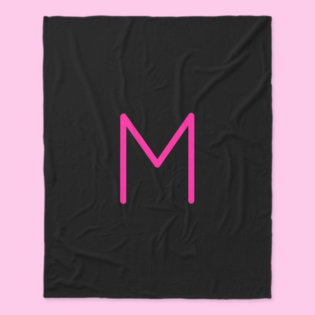 Couverture Polaire Monogramme rose et noir moderne modifiable (Créateur téléchargé)