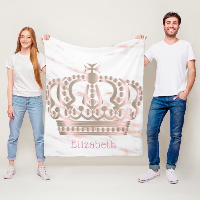 Couverture Polaire Monogramme rose Gold Shiny Princess Crown (En situation)