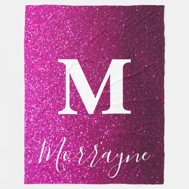 Couverture Polaire Monogramme rose Parties scintillant Ombre Princess (Devant)