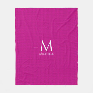 Couverture Polaire Monogramme rose tendance personnalisée Nom Modèle 