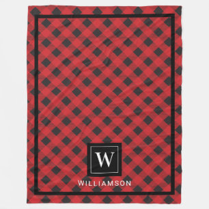 Couverture Polaire Monogramme Rouge noir Buffalo plaqué