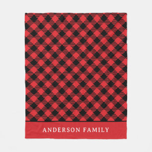 Couverture Polaire Monogramme Russe Red Black Buffalo Check