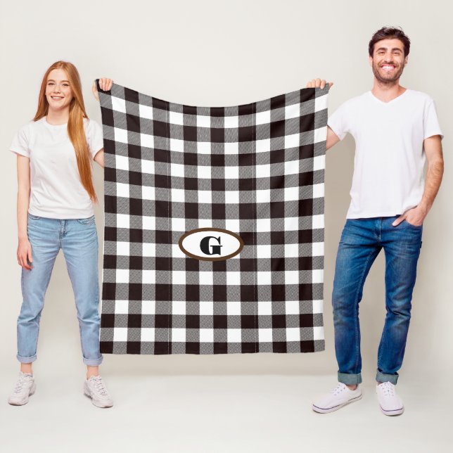Couverture Polaire Monogramme Rustique Chic Plaid (En situation)