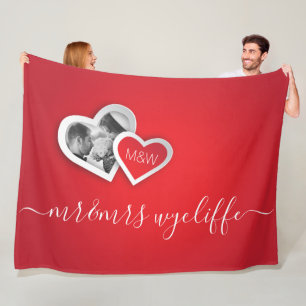 Couverture Polaire Monogramme Valentine Papier découpé Coeurs de votr