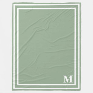 Couverture Polaire Monogramme vert Sage moderne