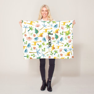 Couverture Polaire Monogrammed motif safari coloré pour bébé garçon