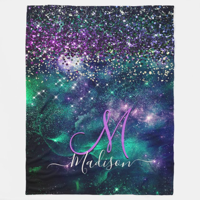 Couverture Polaire Monographie de parties scintillant vert foncé mou (Devant)