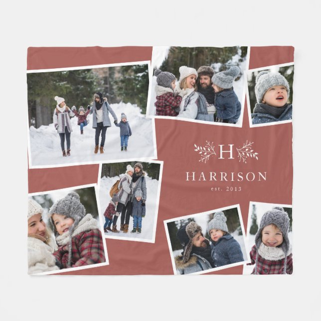 Couverture Polaire Monographie rustique collage de famille 7 photo ro (Devant (Horizontal))