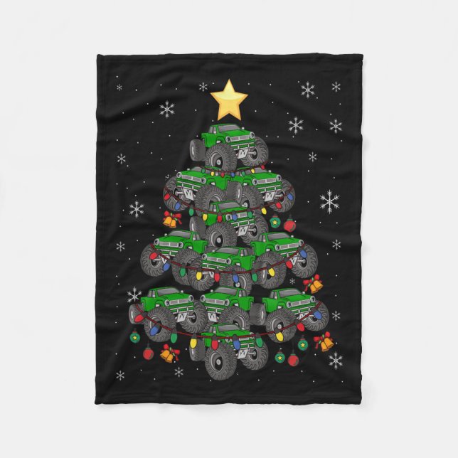 Couverture Polaire Monster Camion Arbre de Noël Joyeux garçons Enfant (Devant)