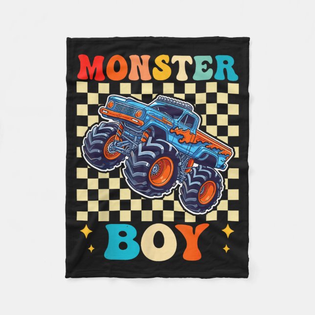 Couverture Polaire Monster Truck Boy Family Matching Monster Trucks B (Devant)