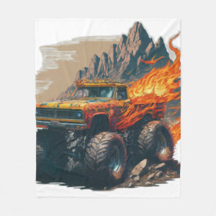 Couverture Polaire Monster Truck Mania Fleece Blanche