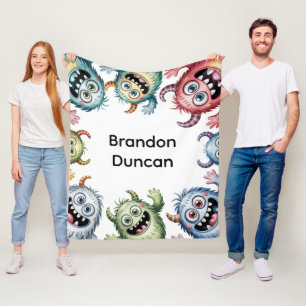 Couverture Polaire Monstres colorés 3e. Cadeau de fête d'anniversaire