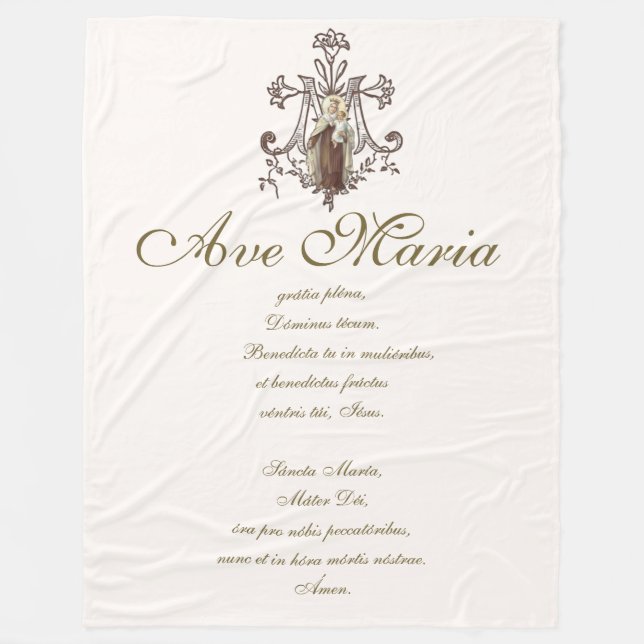 Couverture Polaire Mont Carmel Vierge Marie Hail Mary Ave Maria (Devant)