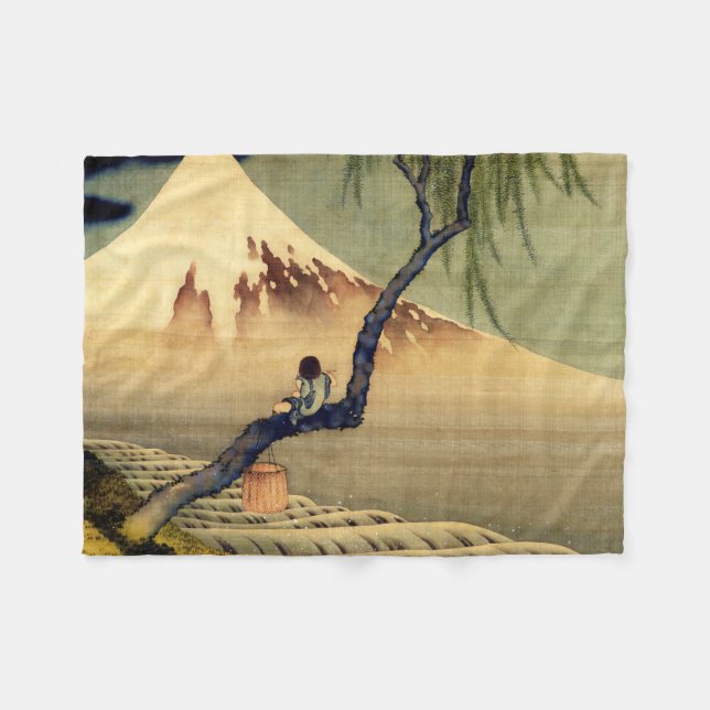 Couverture Polaire Mont Fuji Japonais Vintage (Devant (Horizontal))