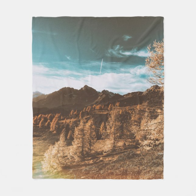 Couverture Polaire MONTAGNE ROCHEUSE Brown SOUS LE CIEL BLEU PENDANT  (Devant)