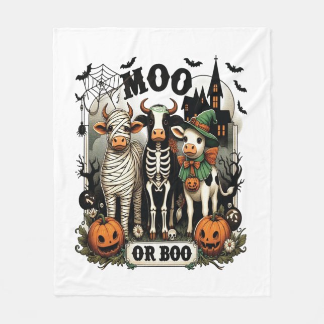 Couverture Polaire Moo or Boo Halloween Cow (Devant)