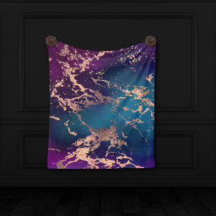 Couverture Polaire Moody Luxe Marble Profond violet et Turquoise or