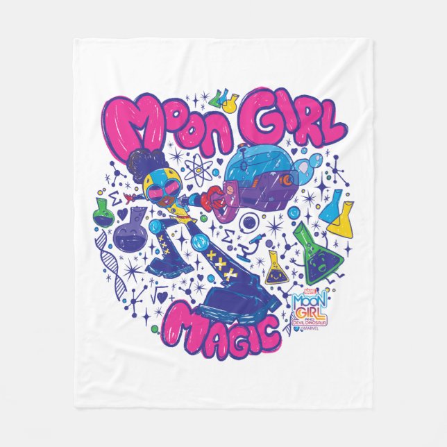 Couverture Polaire Moon Girl Magic Science Doodle Graphisme (Devant)