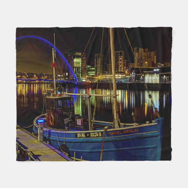 Couverture Polaire Moon light sky over the the Newcastle Tyne river (Devant (Horizontal))