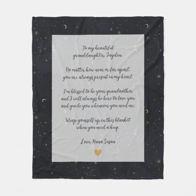 Couverture Polaire Moon Stars Gold Custom Citation Grandgirl (Devant)