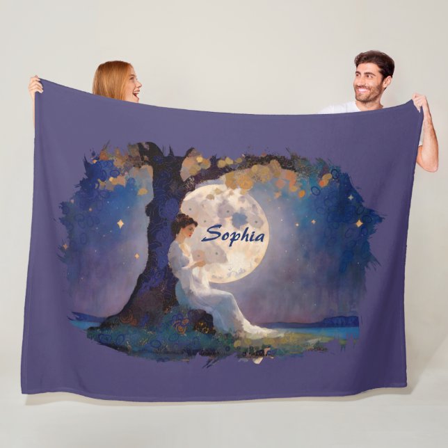 Couverture Polaire Moonlit Dreamer - Serene Night Sky (En situation)