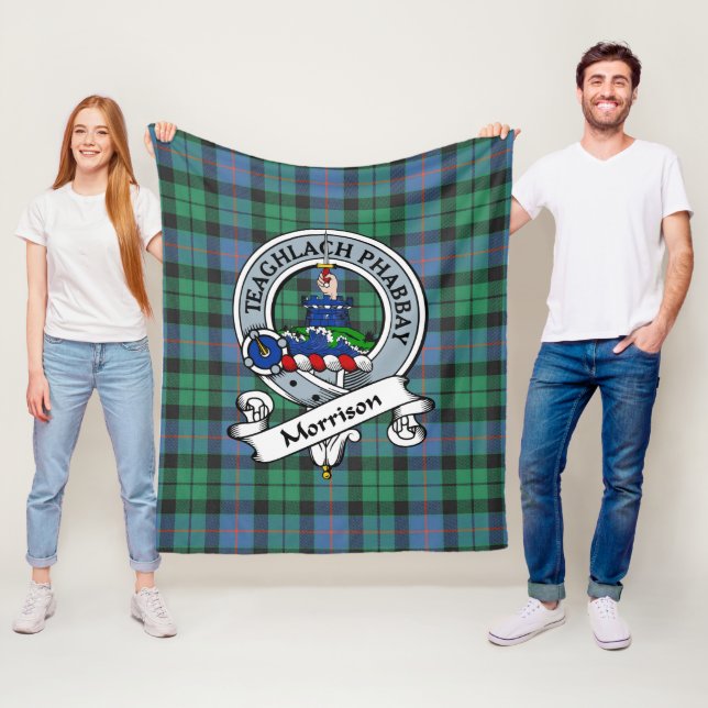 Couverture Polaire Morrison Ancien Clan Badge Tartan Plaid (En situation)