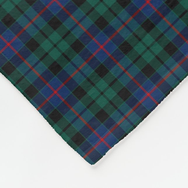 Couverture Polaire Morrison Clan vert et bleu Tartan (Coin)