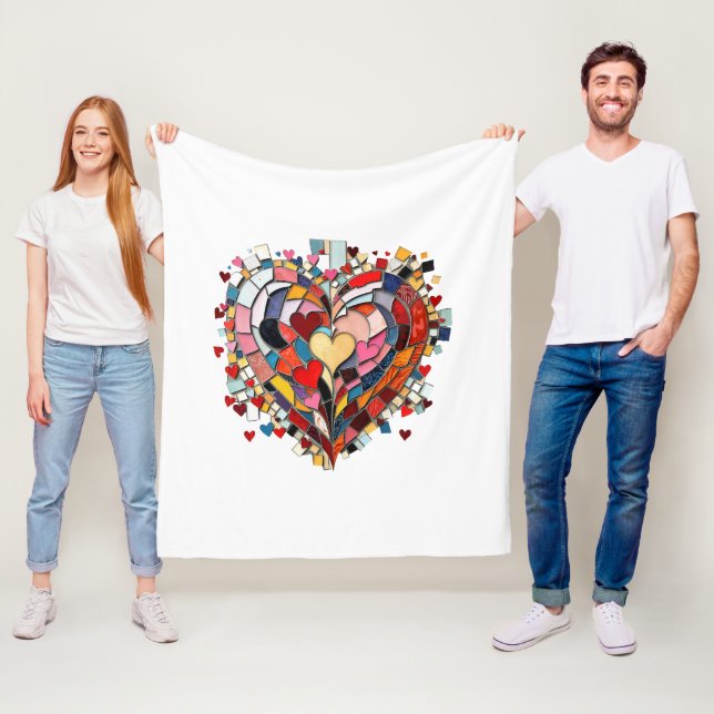 Couverture Polaire Mosaic Heart of Love (En situation)