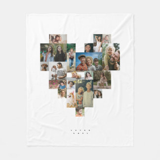 Couverture Polaire Mosaic Photo de Vingt Forme de Coeur