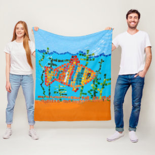 Couverture Polaire Mosaïque de poisson d'or