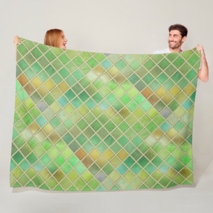 Couverture Polaire Mosaïque jaune vert