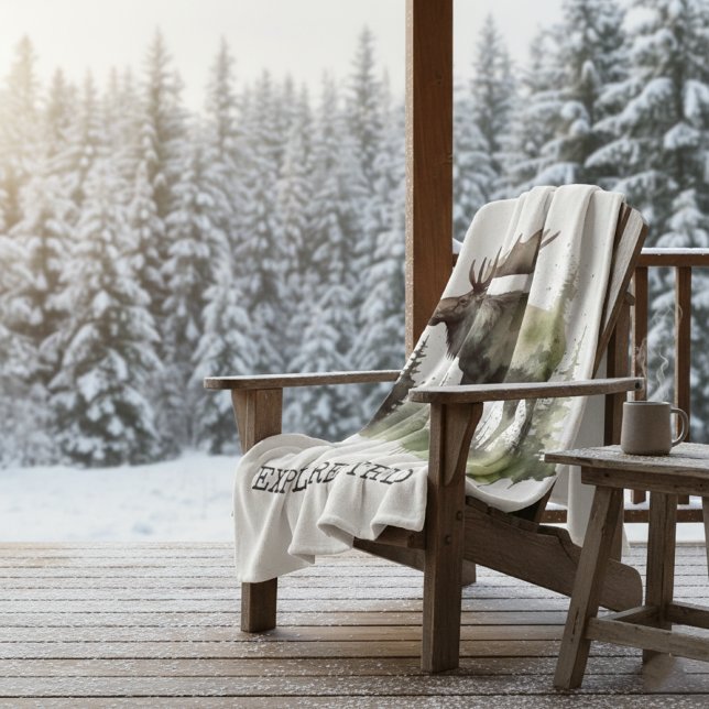 Couverture Polaire Mossy Moose Wildlife Portrait  (Créateur téléchargé)