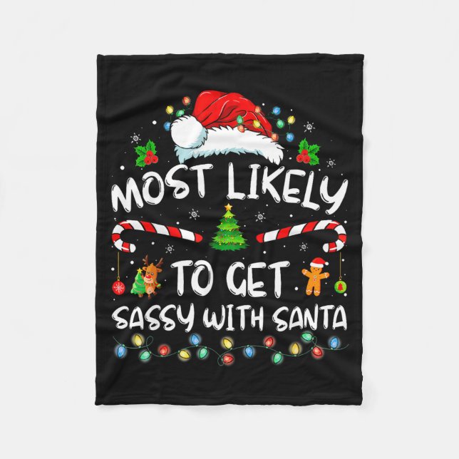 Couverture Polaire Most Likely To Get Sy With Santa Funny Family Chri (Devant)