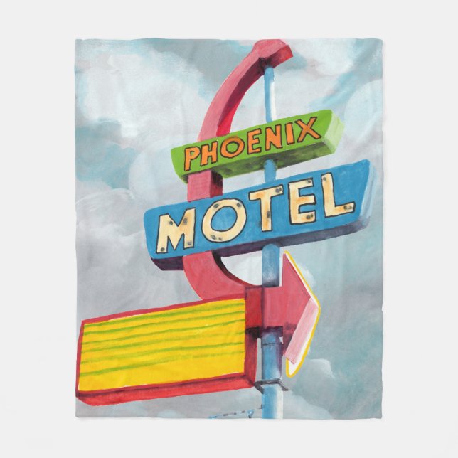 Couverture Polaire Motel de Phoenix d'aquarelle (Devant)