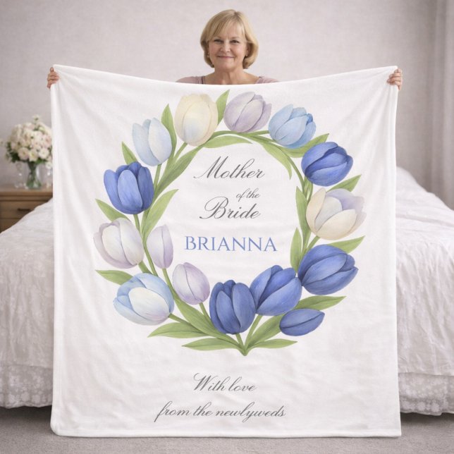 Couverture Polaire Mother of the Bride Blue Tulips Wedding Gift   (Créateur téléchargé)
