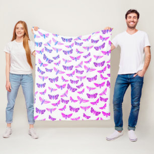 Couverture Polaire Moths Motif rose bleu pourpre