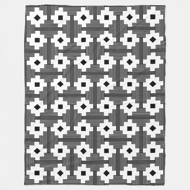 Couverture Polaire Motif 061214 - Blanc avec noir (Devant)